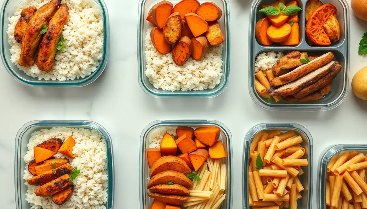 Préparation de repas riches en glucides et protéines pour soutenir l'entraînement marathon à J-30