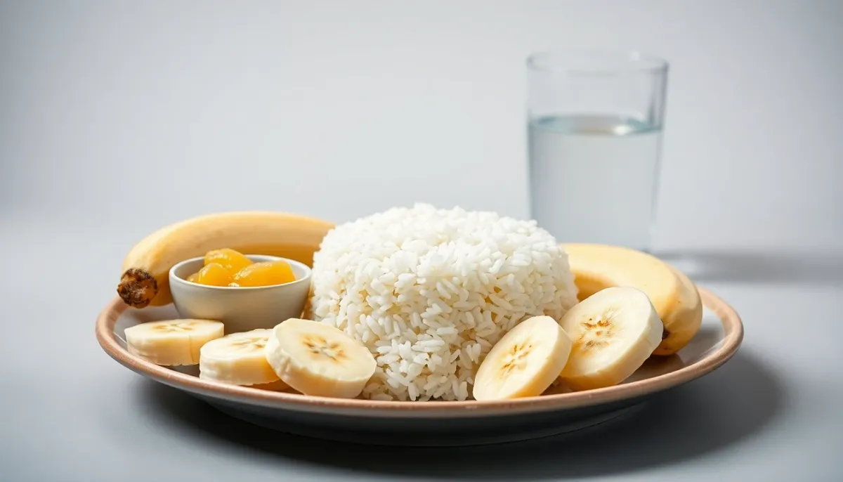Repas de charge glucidique avec riz blanc, banane et compote pour préparer un trail de 25 km