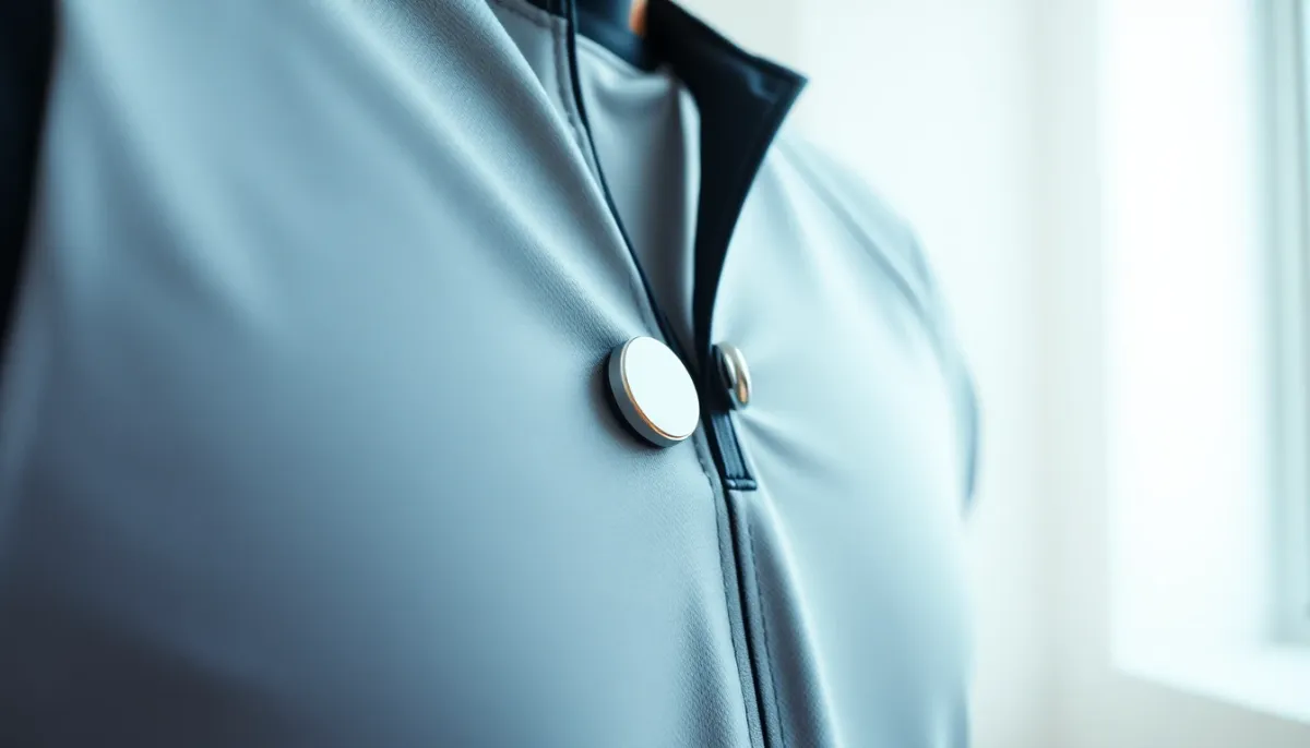 Aimants accroche-dossard magnétiques fixés sur un t-shirt de running technique sans perforer le tissu