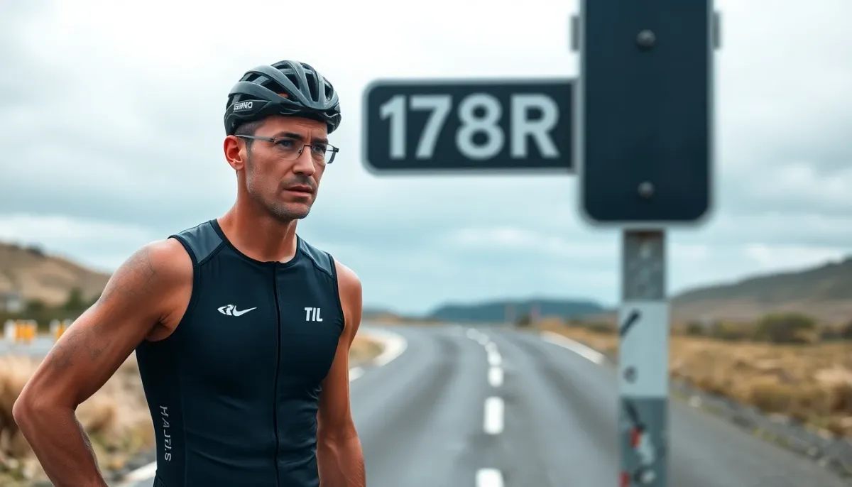 Triathlète en moment de réflexion symbolisant les risques et la volatilité des revenus professionnels