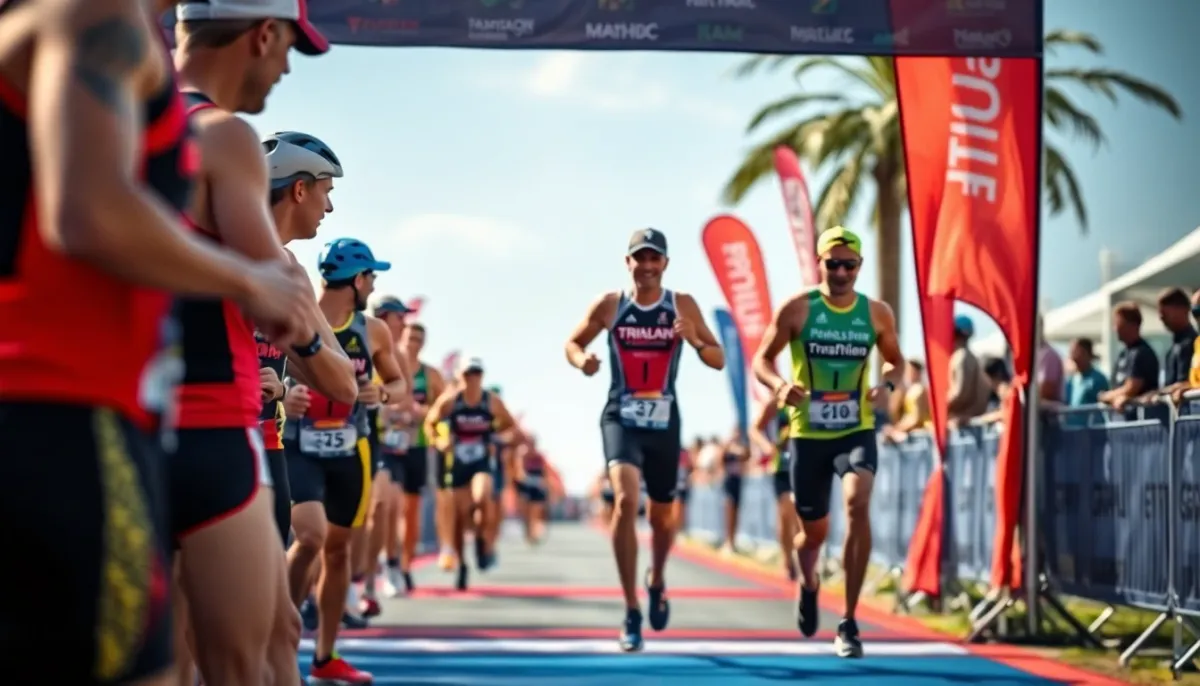 Triathlètes du club participant à une compétition et bénéficiant des avantages économiques de l'adhésion
