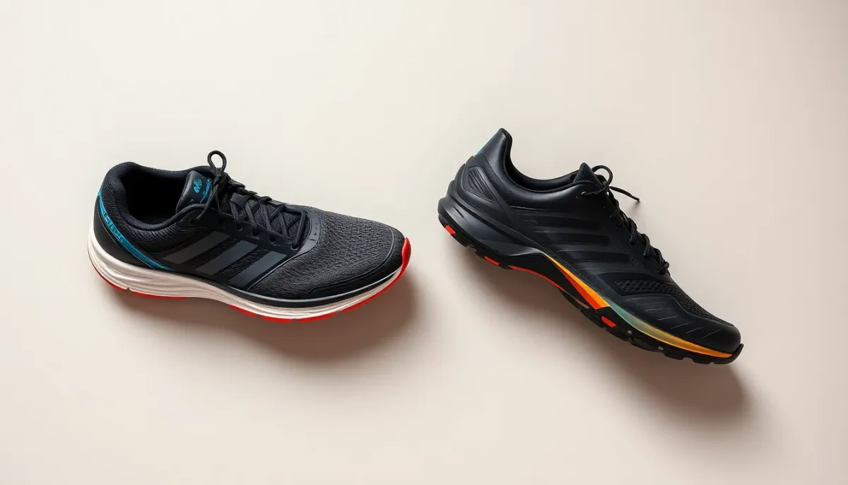 Comparaison détaillée des semelles d'une chaussure de running souple et d'une chaussure de vélo rigide