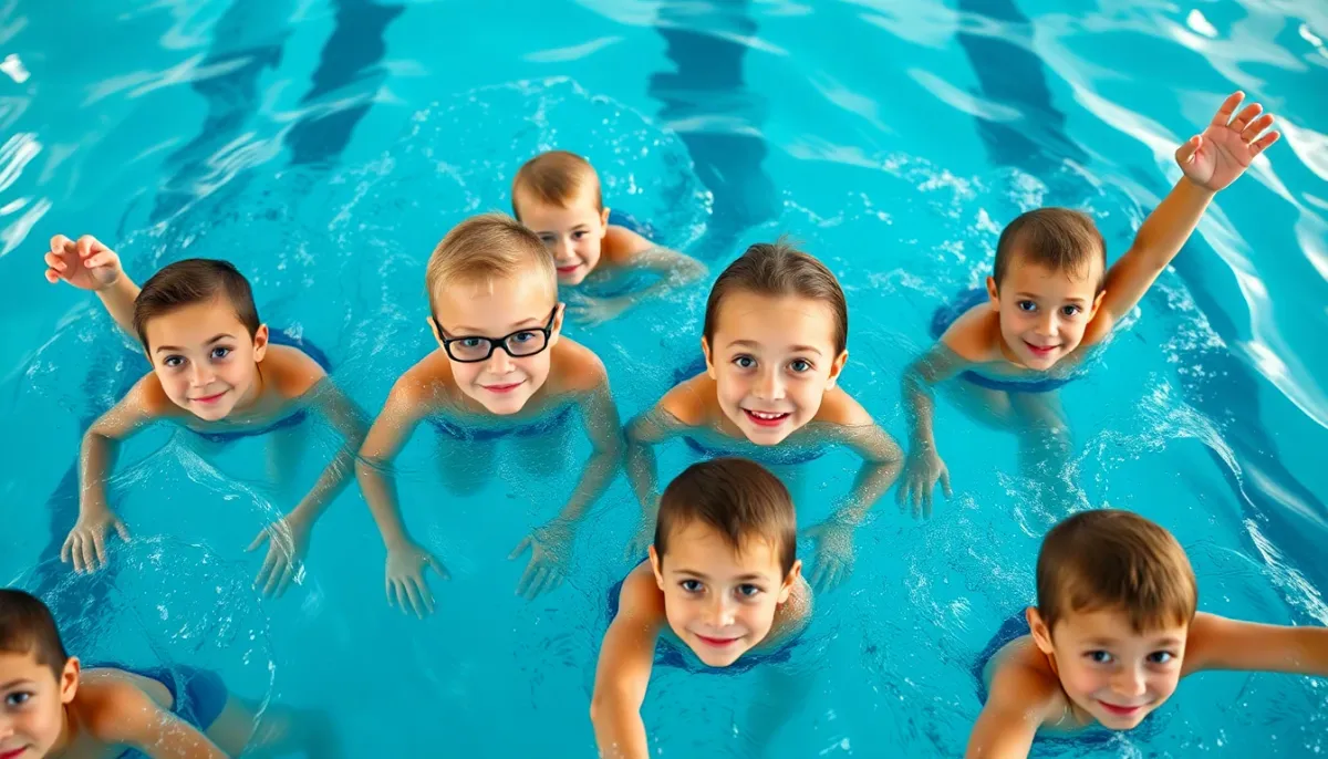Enfants de 6 à 10 ans s'entraînant à la natation en piscine pour le triathlon