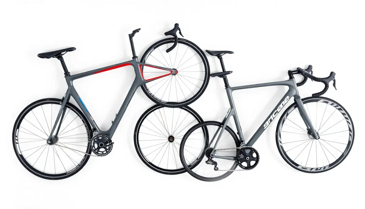 Vue de dessus comparant les profils complets d'un vélo de route et d'un vélo de triathlon pour visualiser les différences de géométrie