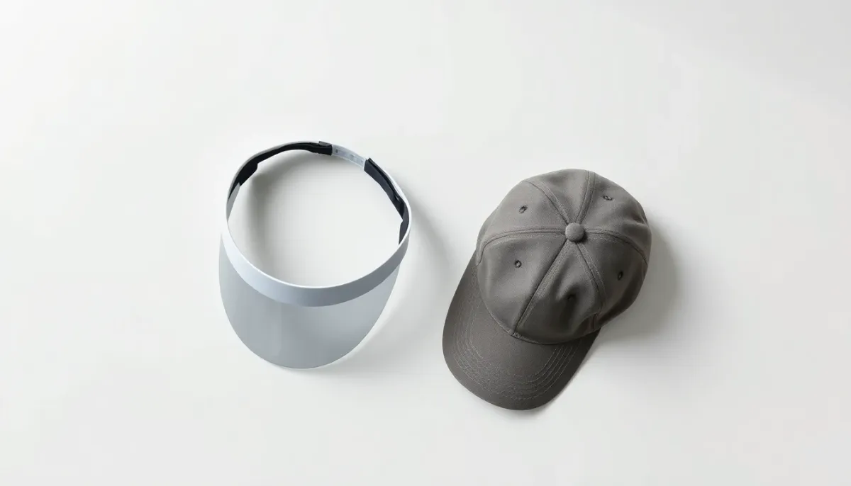 Comparaison visuelle d'une visière et d'une casquette de triathlon disposées côte à côte